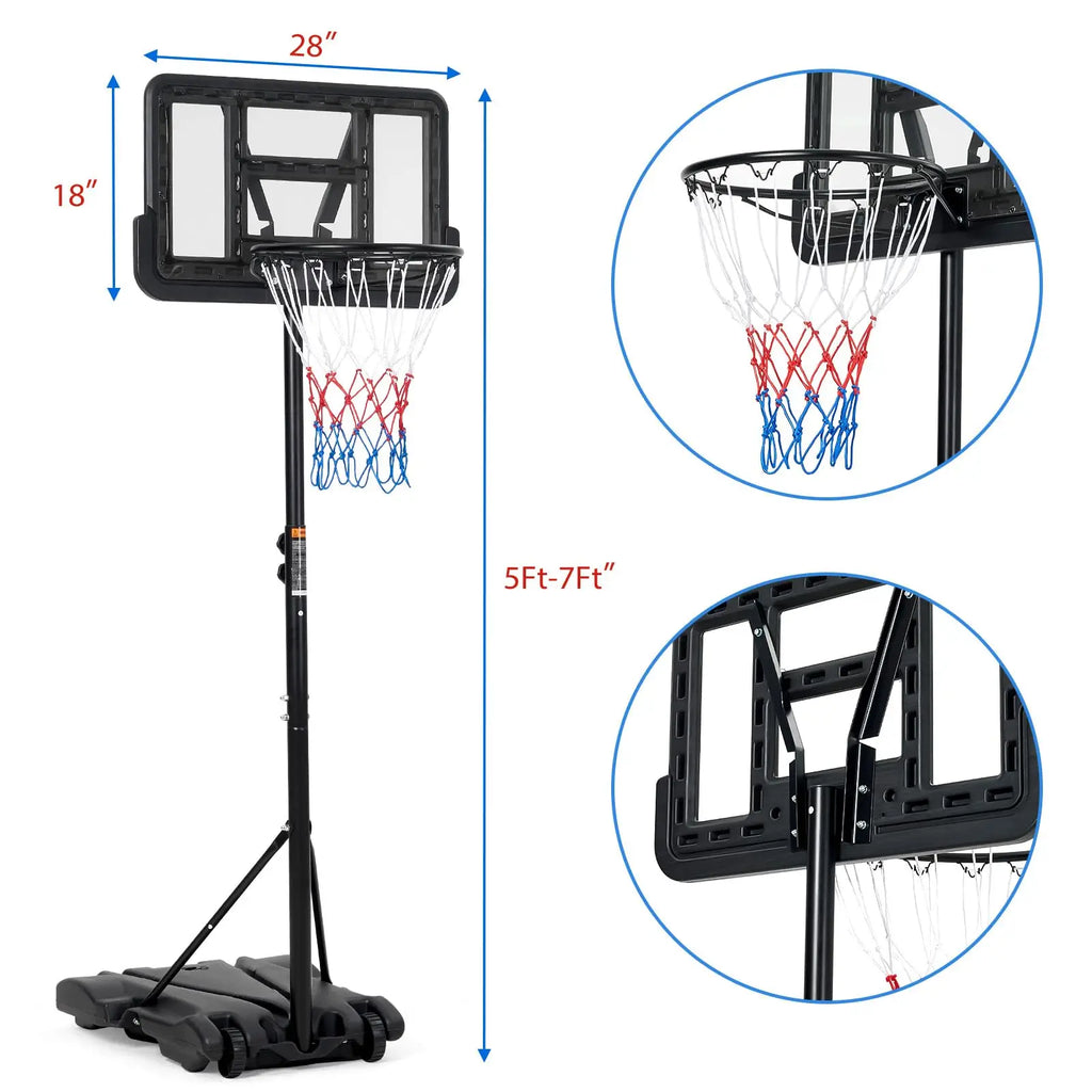 Kids Basketball Hoop, 5-7 ft Adjustable Height