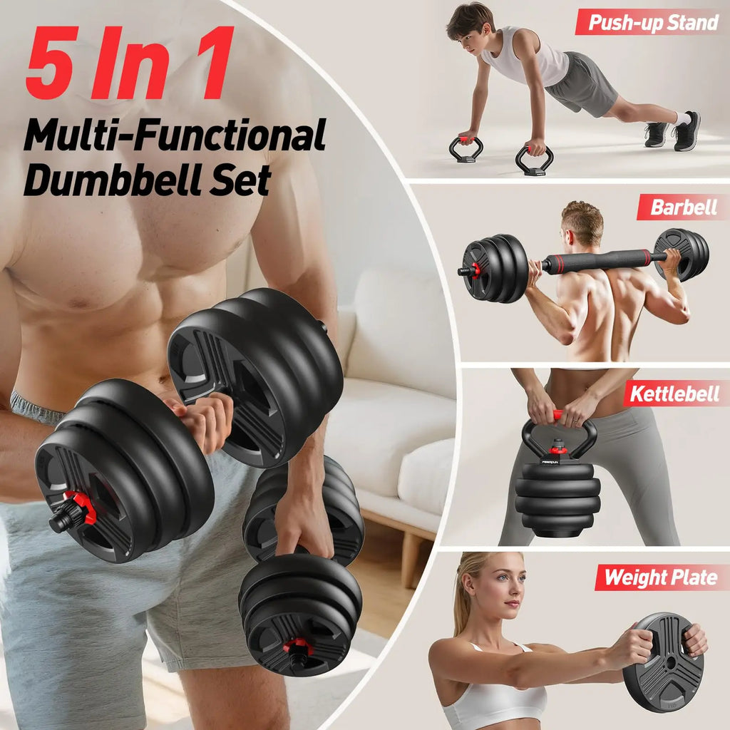 Adjustable 5 in 1 Free Weights Set