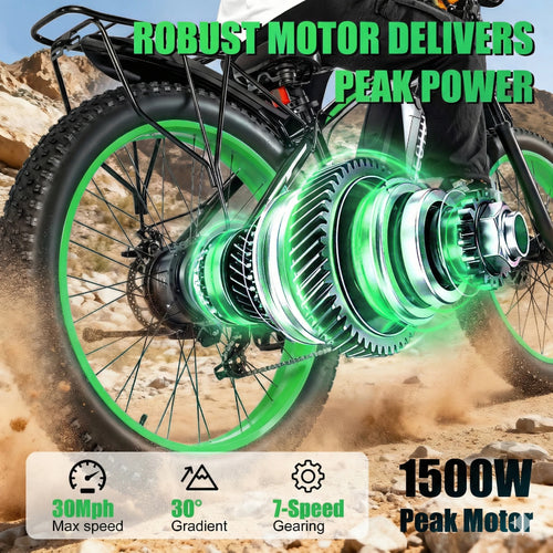 26" Fat Tire Electric Bike for Adults