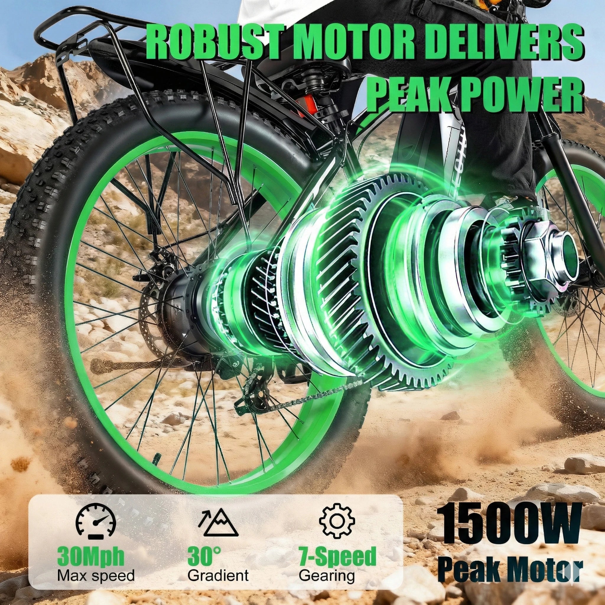 26" Fat Tire Electric Bike for Adults