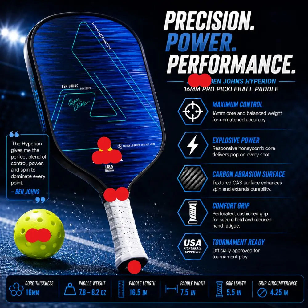 Blue 16mm Pickleball Paddle