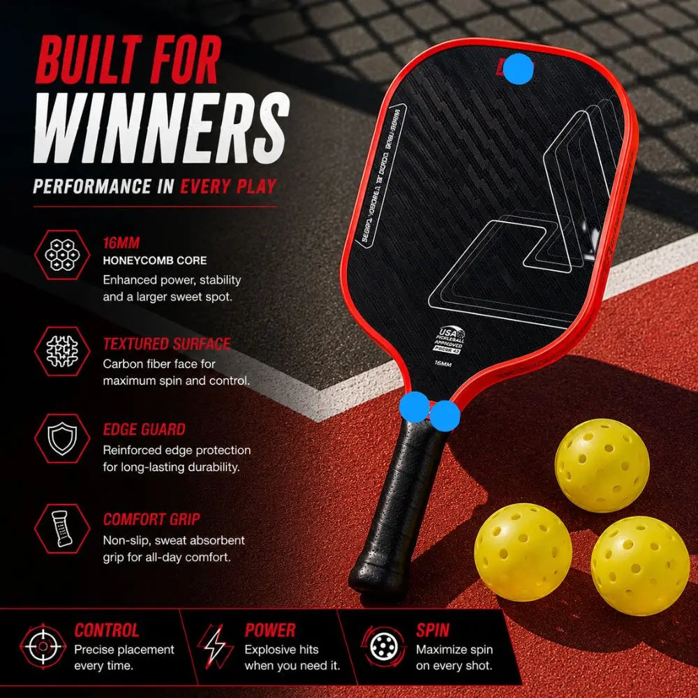 Red 16mm Pickleball Paddle