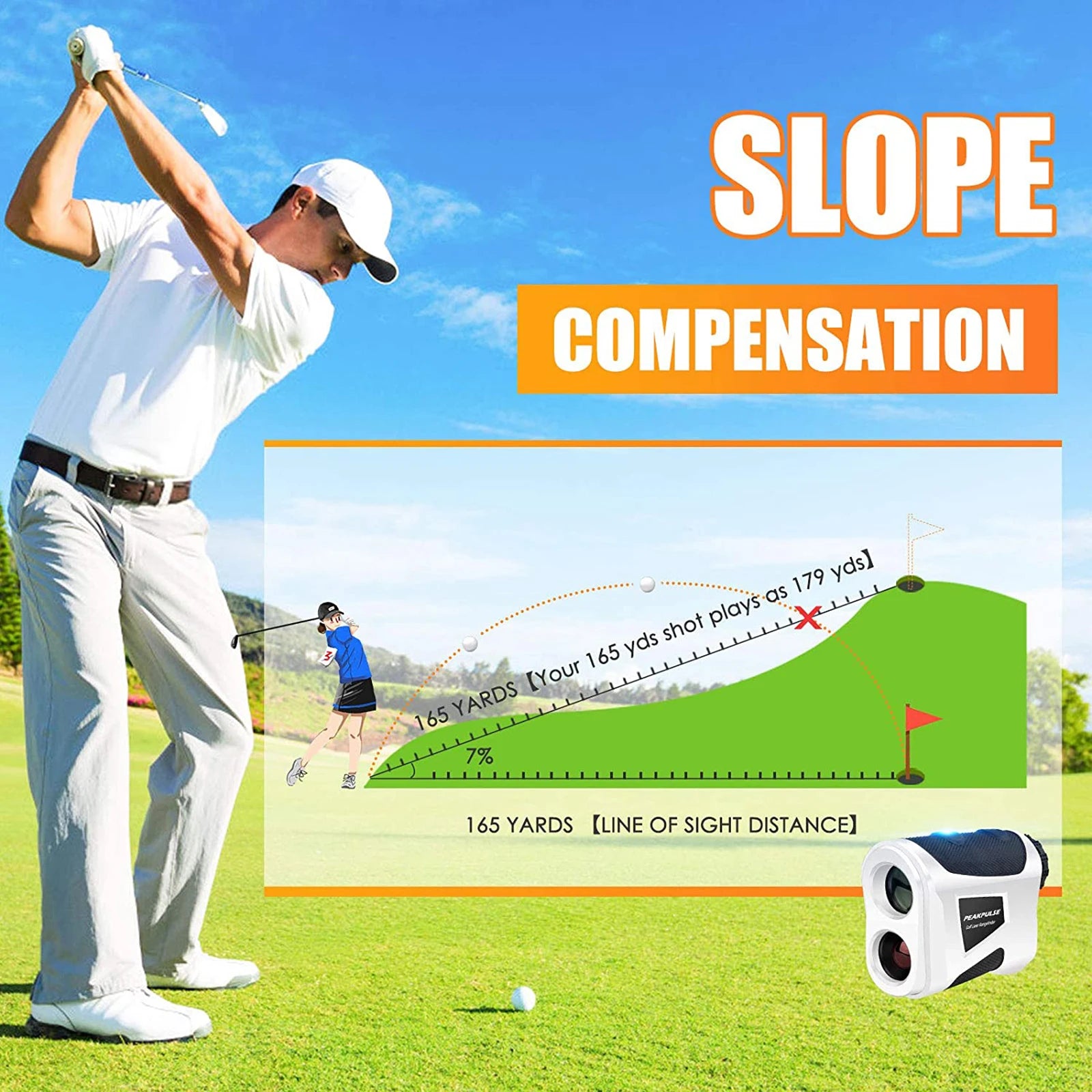 Laser Golf Range Finder with Slope