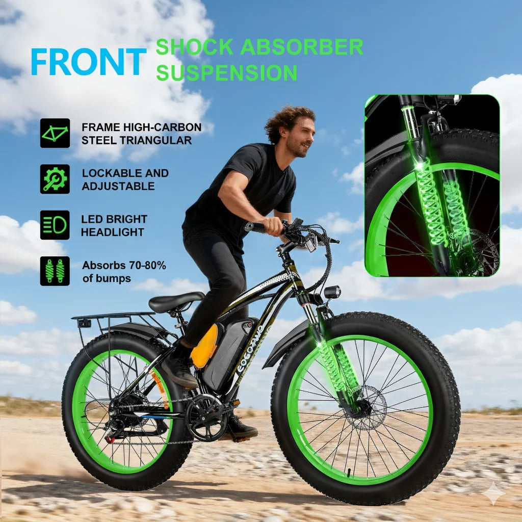 26" Fat Tire Electric Bike for Adults