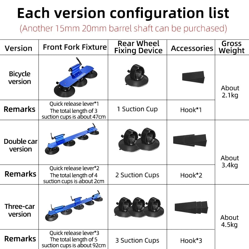Bike Roof-Top Rack Suction Cups
