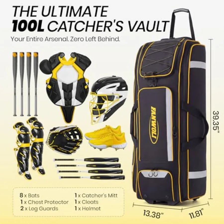 100L Rolling Baseball Catchers Gear Bag