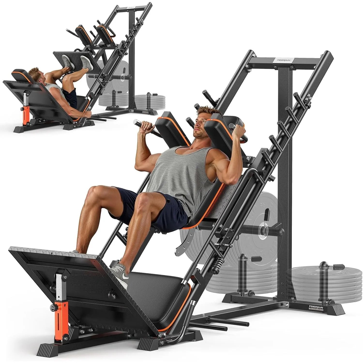 3‑in‑1 Leg Press Hack Squat Machine