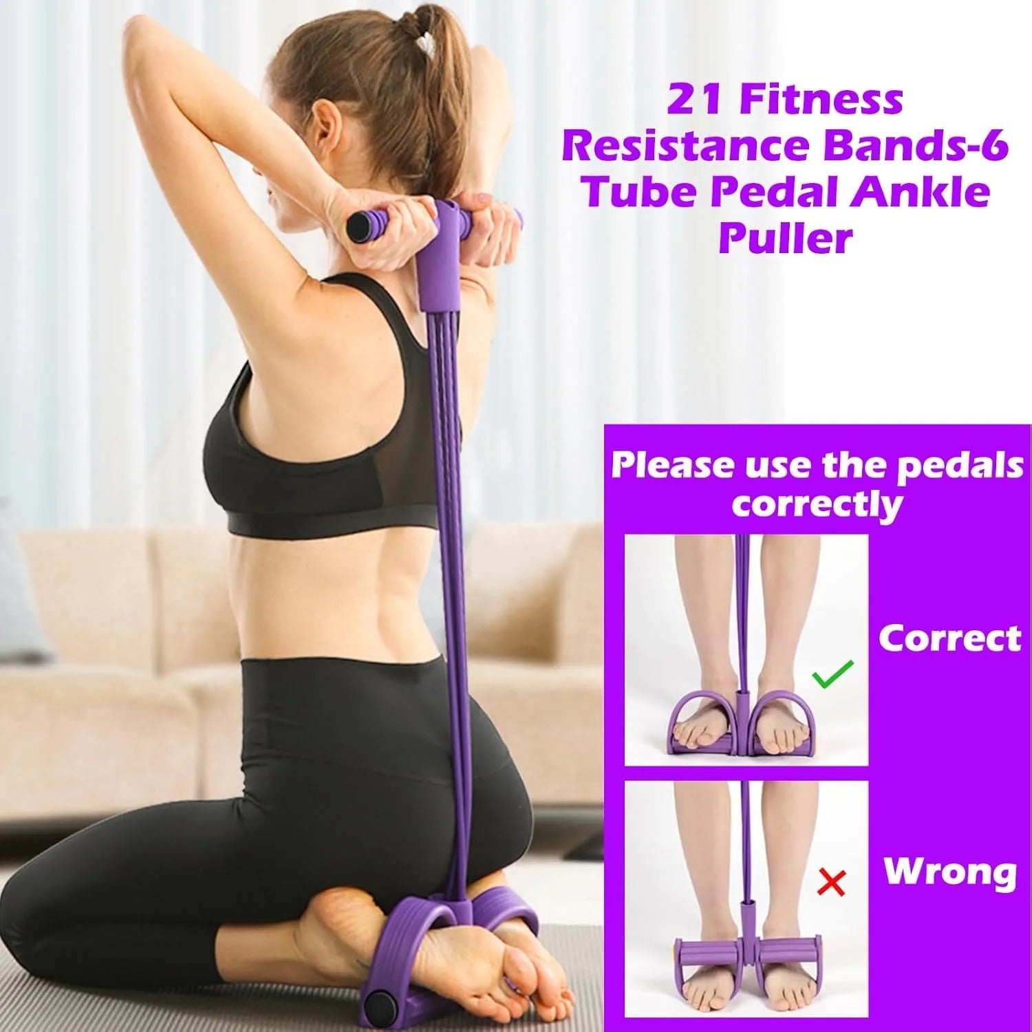 1pcs Multifunctional Yoga Pedal Resistance Band