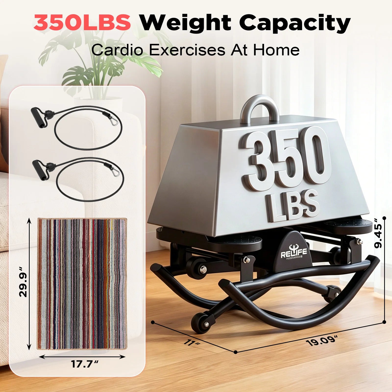 3D Lateral Rocking Stepper with Resistance Bands