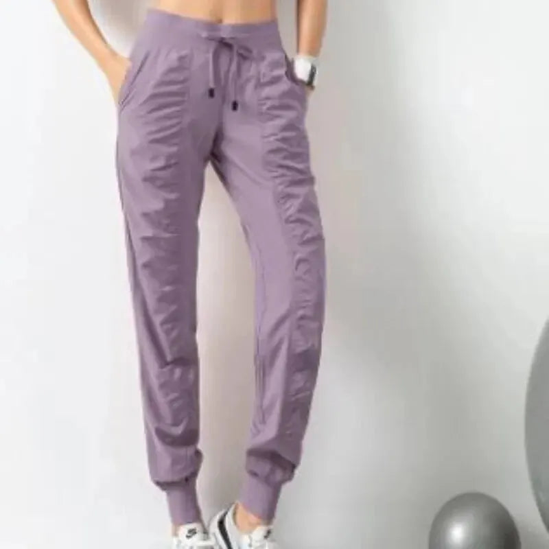 Womens Fabric Drawstring Running Sport Joggers