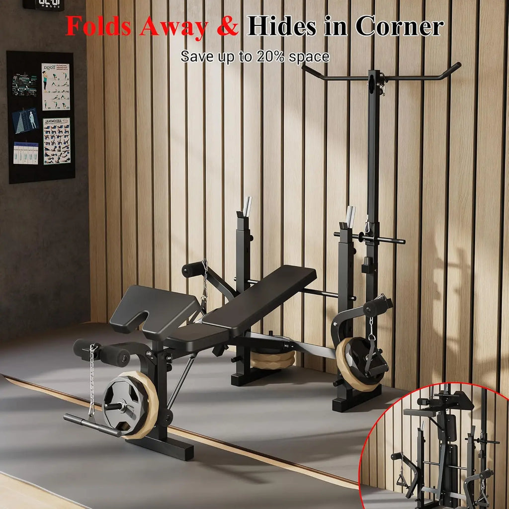 Foldable Bench Press Set with Leg Extension