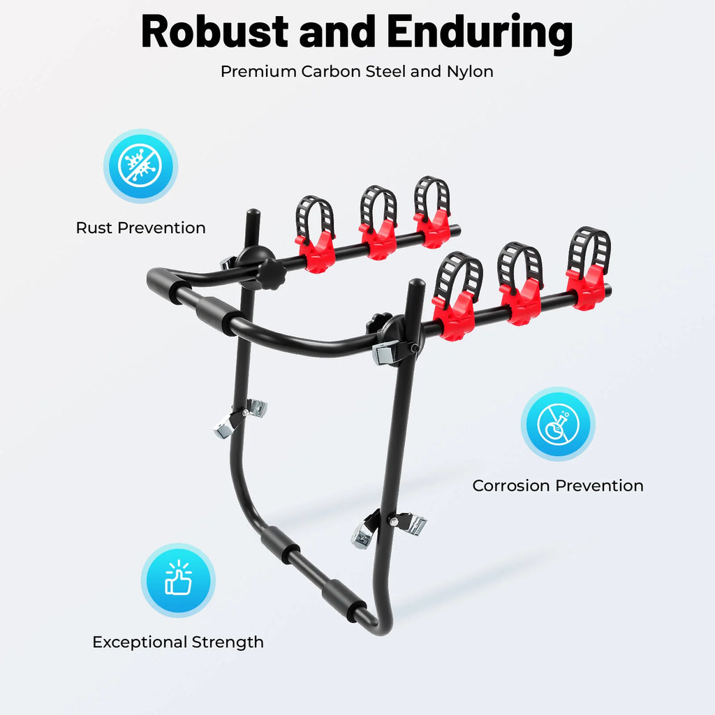 Universal Trunk Bike Rack 3 Bicycles