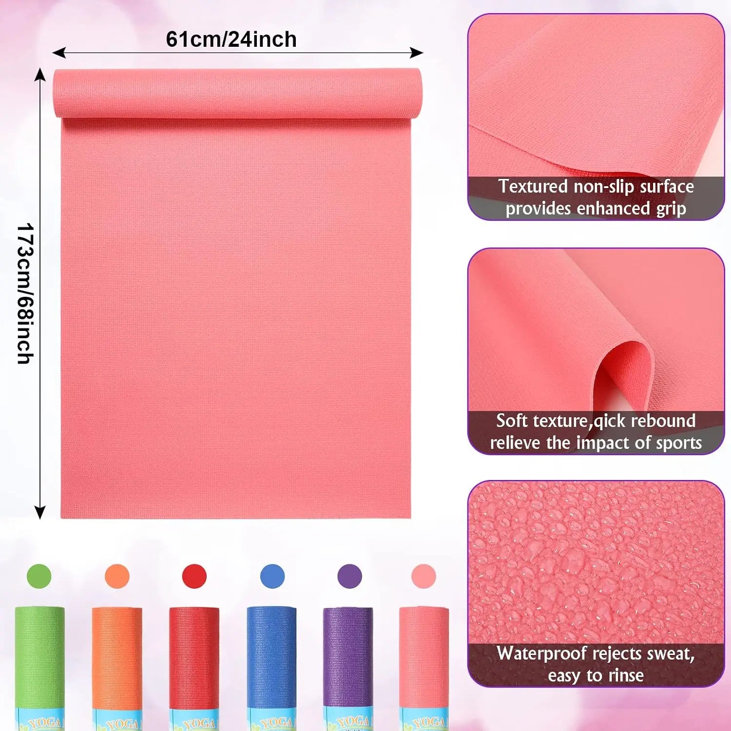 12 Pieces Yoga Mats 68x24x0.12 Inch