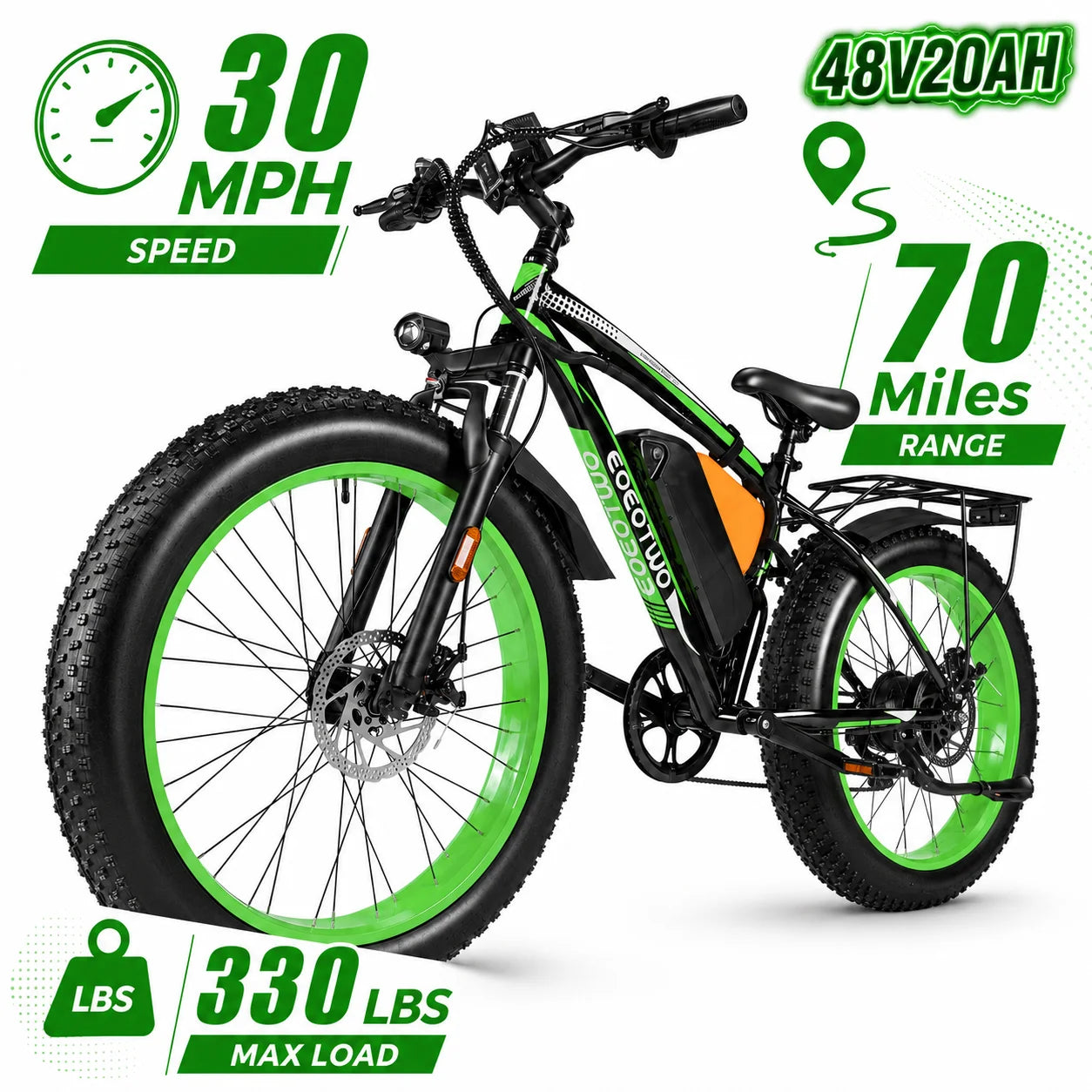 26" Fat Tire Electric Bike for Adults