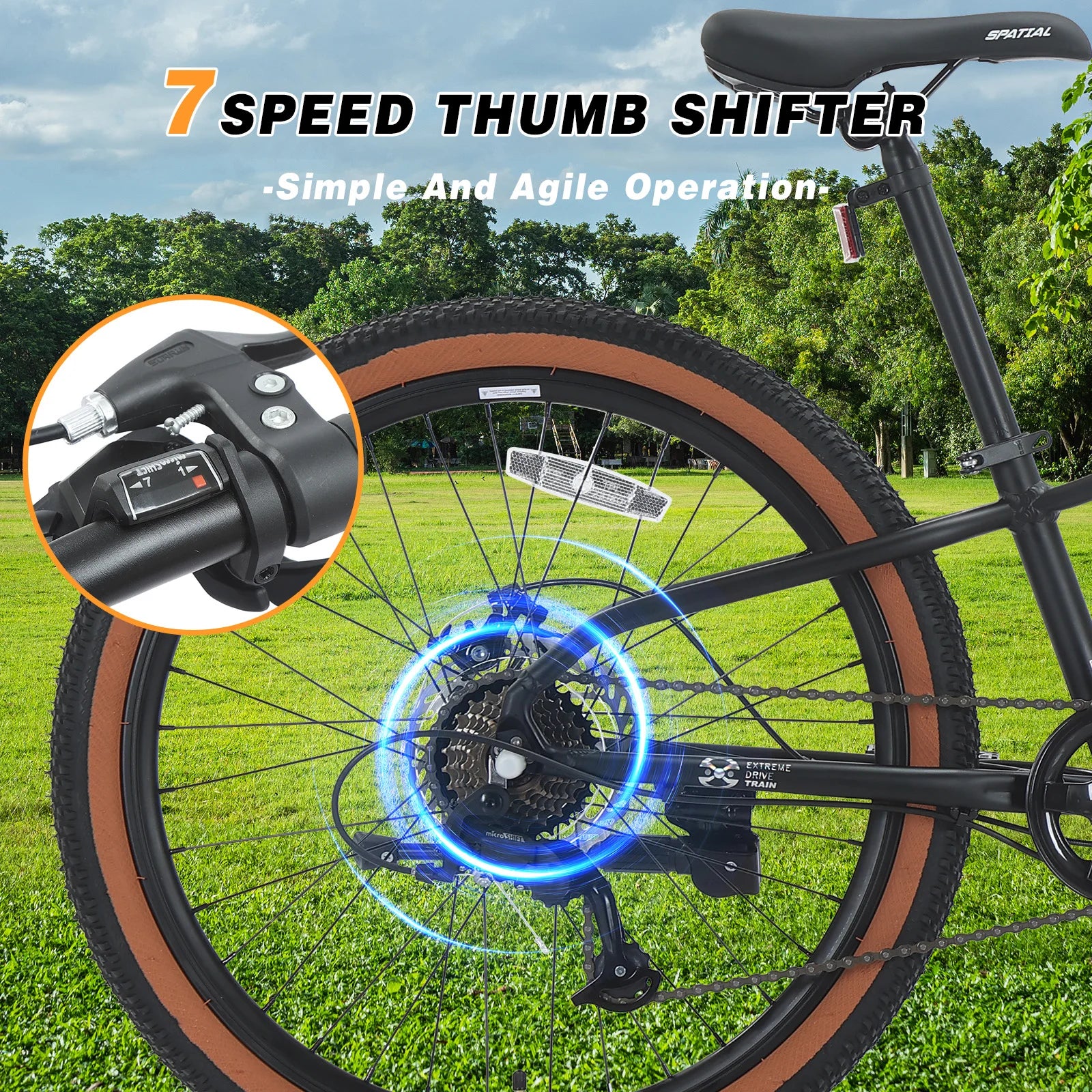 24 Inch Hardtail 7 Speed Mountain Bike