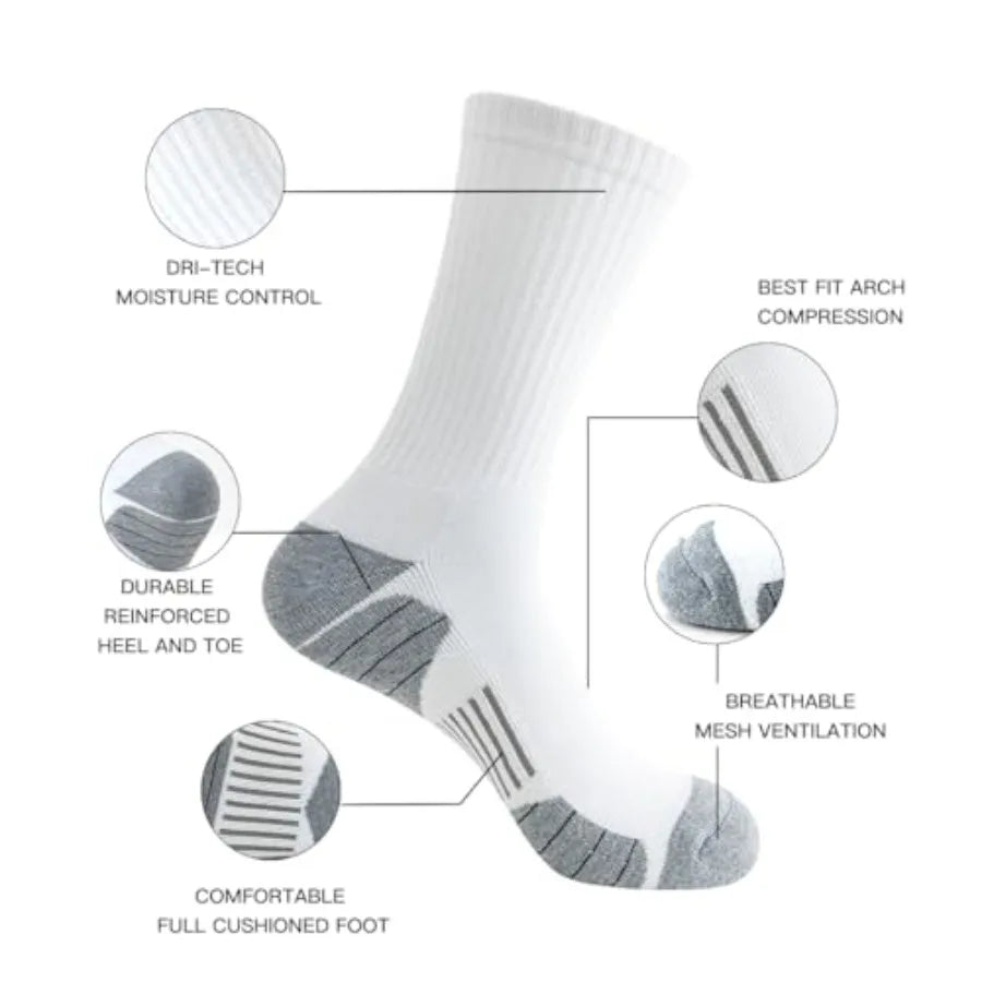 8 Pairs Mens Athletic Crew Socks