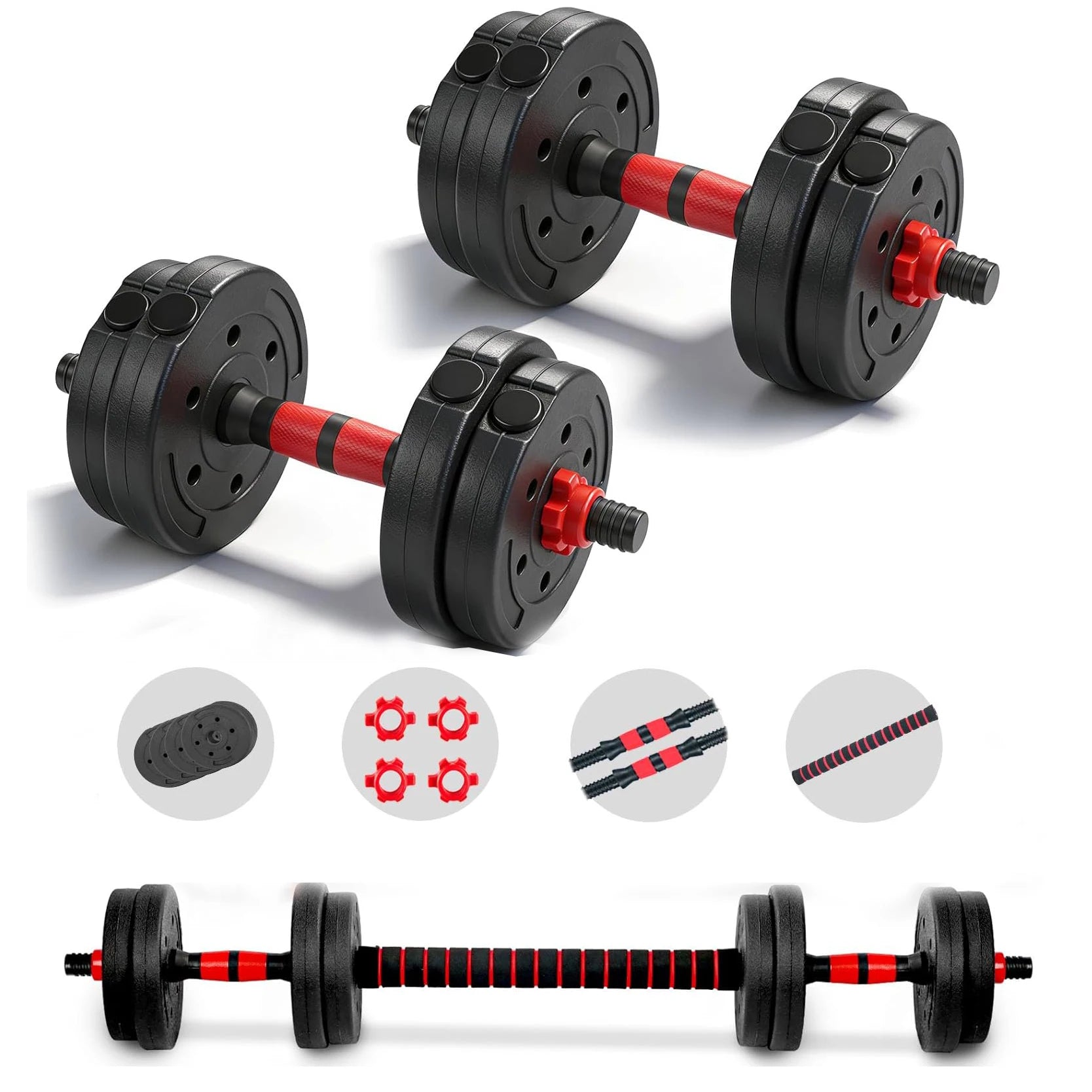 22lb 2-in-1 Adjustable Dumbbell & Barbell Set