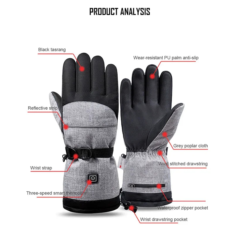 1Pair Heated Gloves Electric Thermal