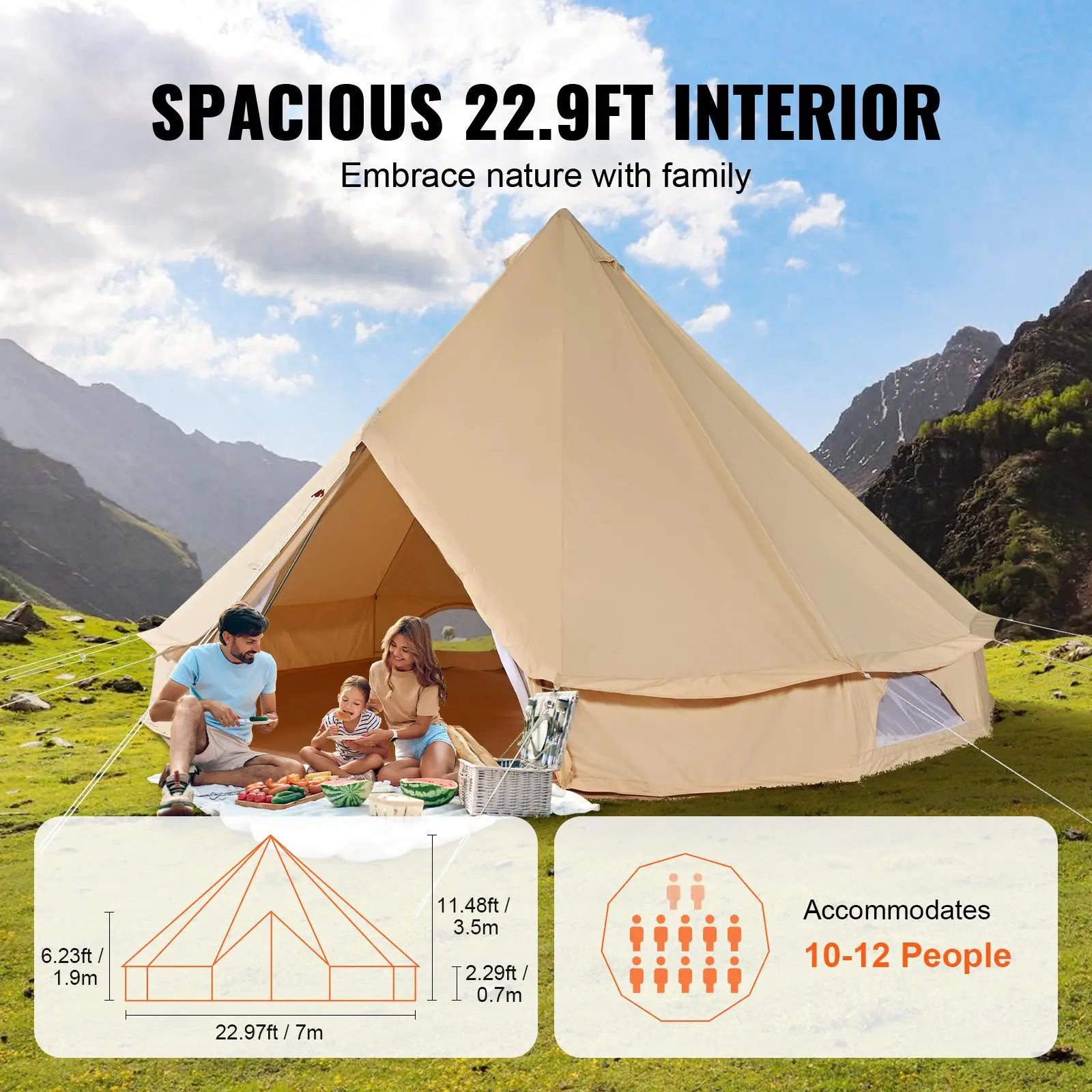 12 Person Canvas Camping Bell Tent