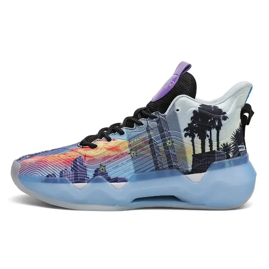 Men's High-Top Basketball Sneakers  Graffiti Design