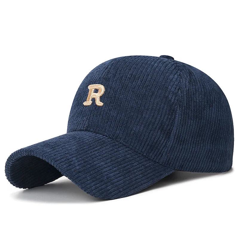 Corduroy Baseball Cap with 3D  'R' Letter