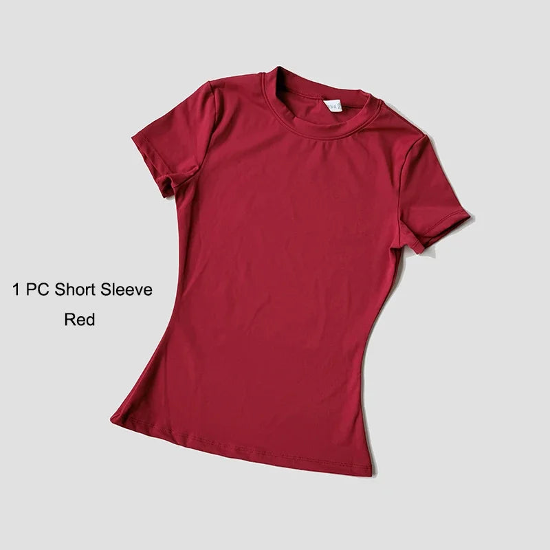 Legging Crop Top Short Sleeves Sports Suit