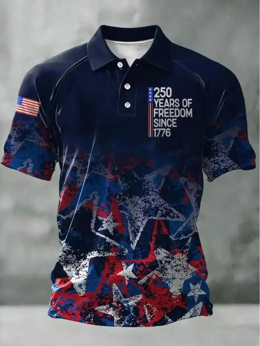 250 Years Of Freedom Patriotic Golf Shirt