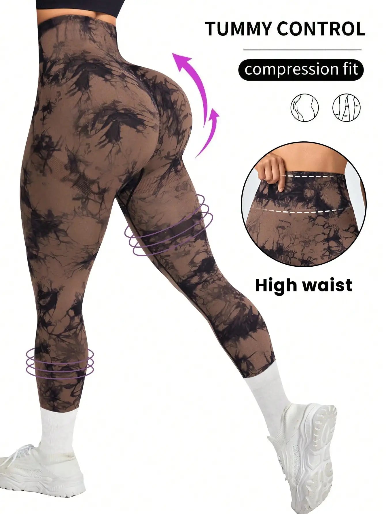 High Waist Tie Dye Compression Leggings Women