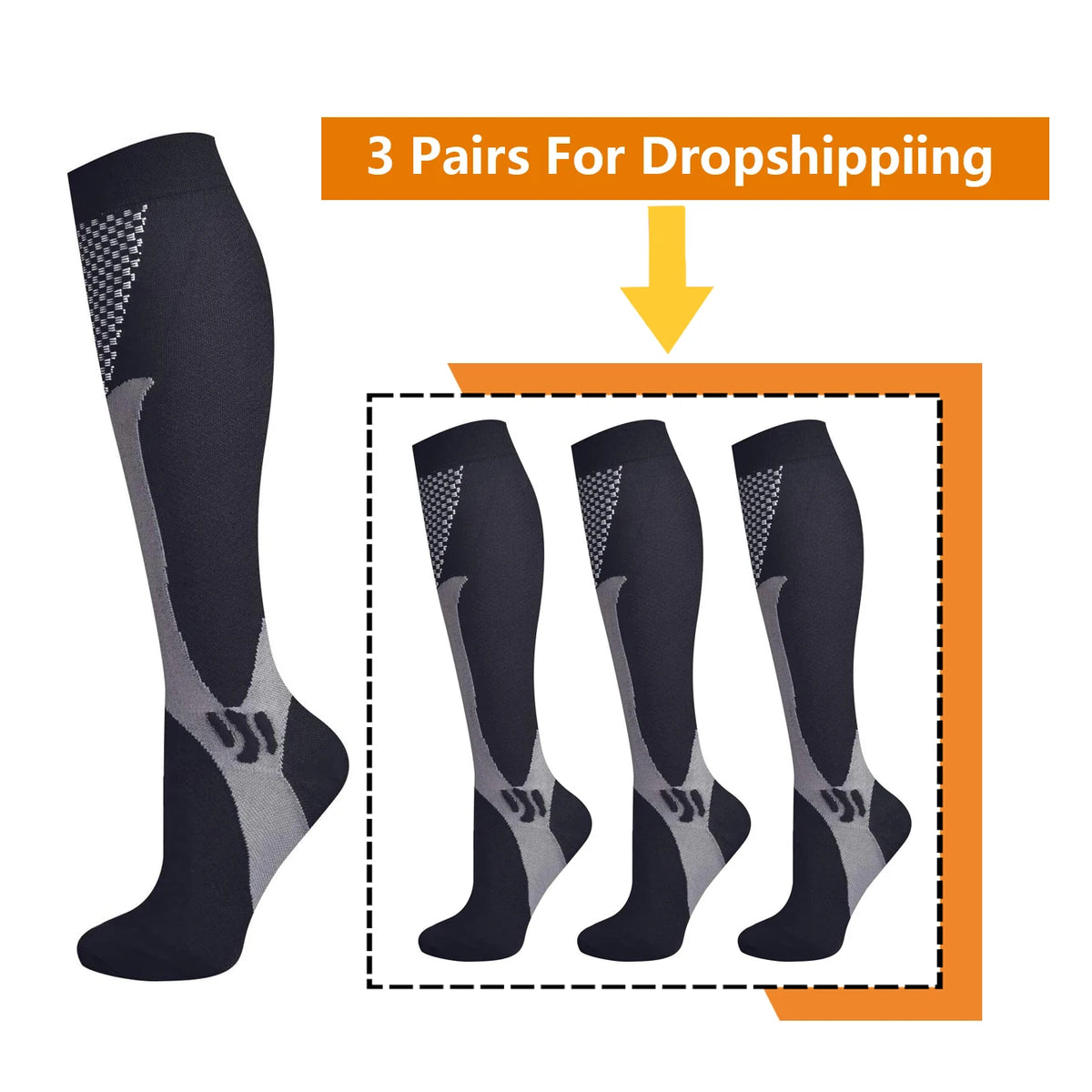 3 Pairs  Compression Socks 20-30 mmHg Athletic Nylon Medical Nursing Stockings Sport
