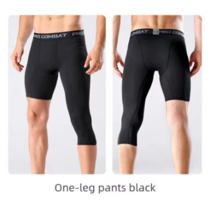 Men One Leg Compression Tights Pants