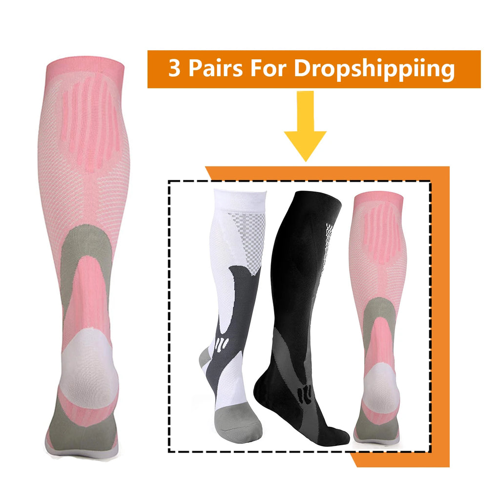 3 Pairs  Compression Socks 20-30 mmHg Athletic Nylon Medical Nursing Stockings Sport