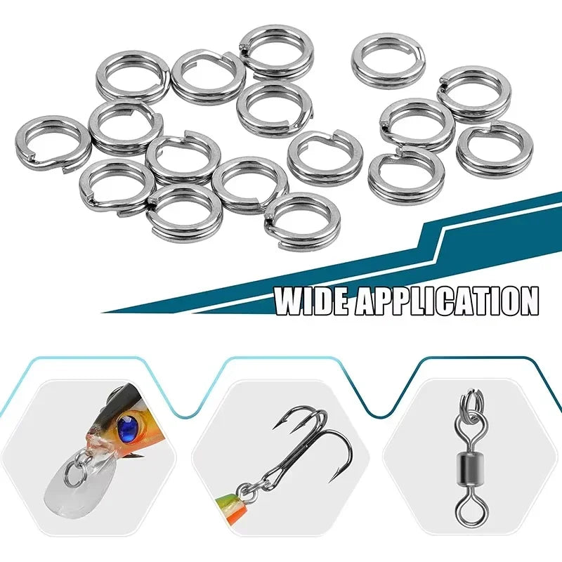 5 Size Stainless Steel Fishing Split Rings