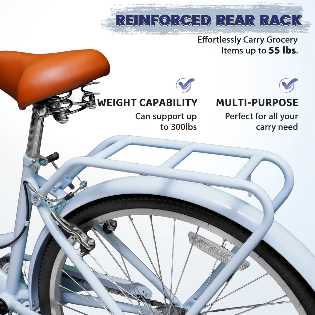26 Inch Folding Beach Cruiser Bike for Women