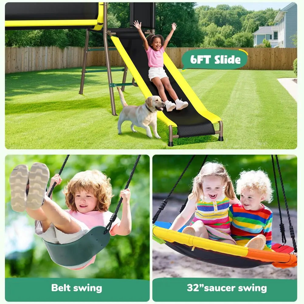 660lbs Swing Set with Slide Crawl Tunnel