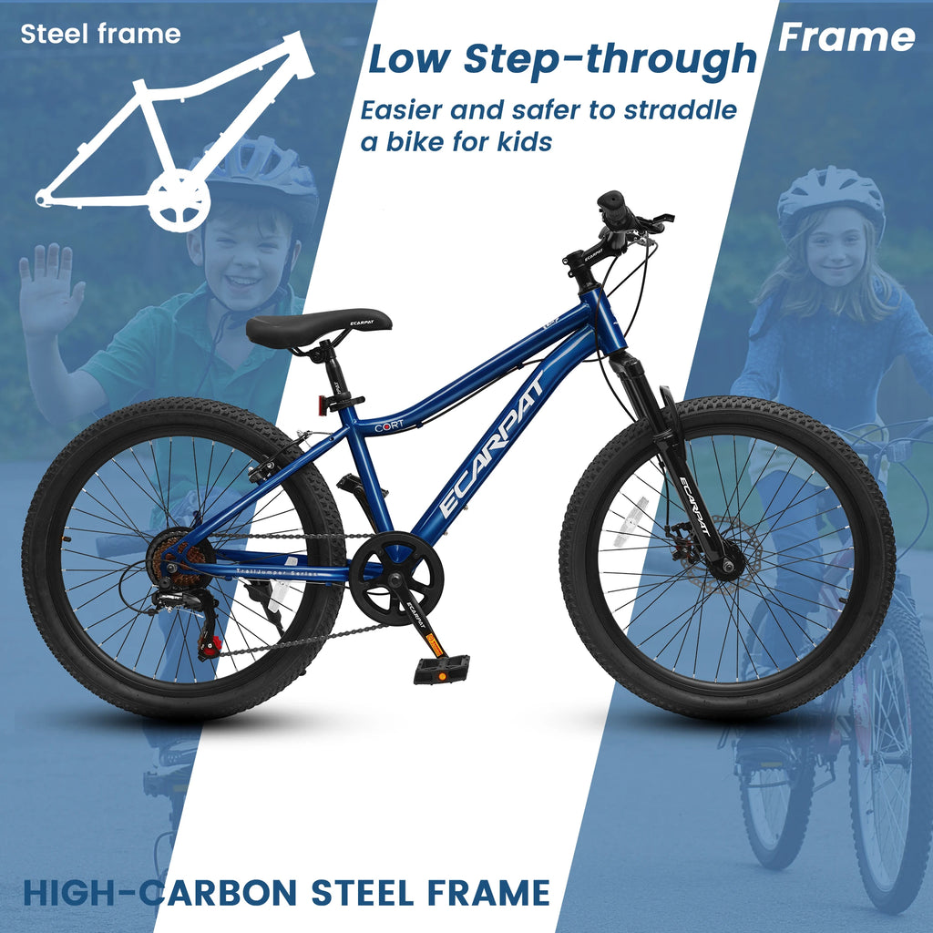 24 Inch Kids' Mountain Bike, 7 Spee