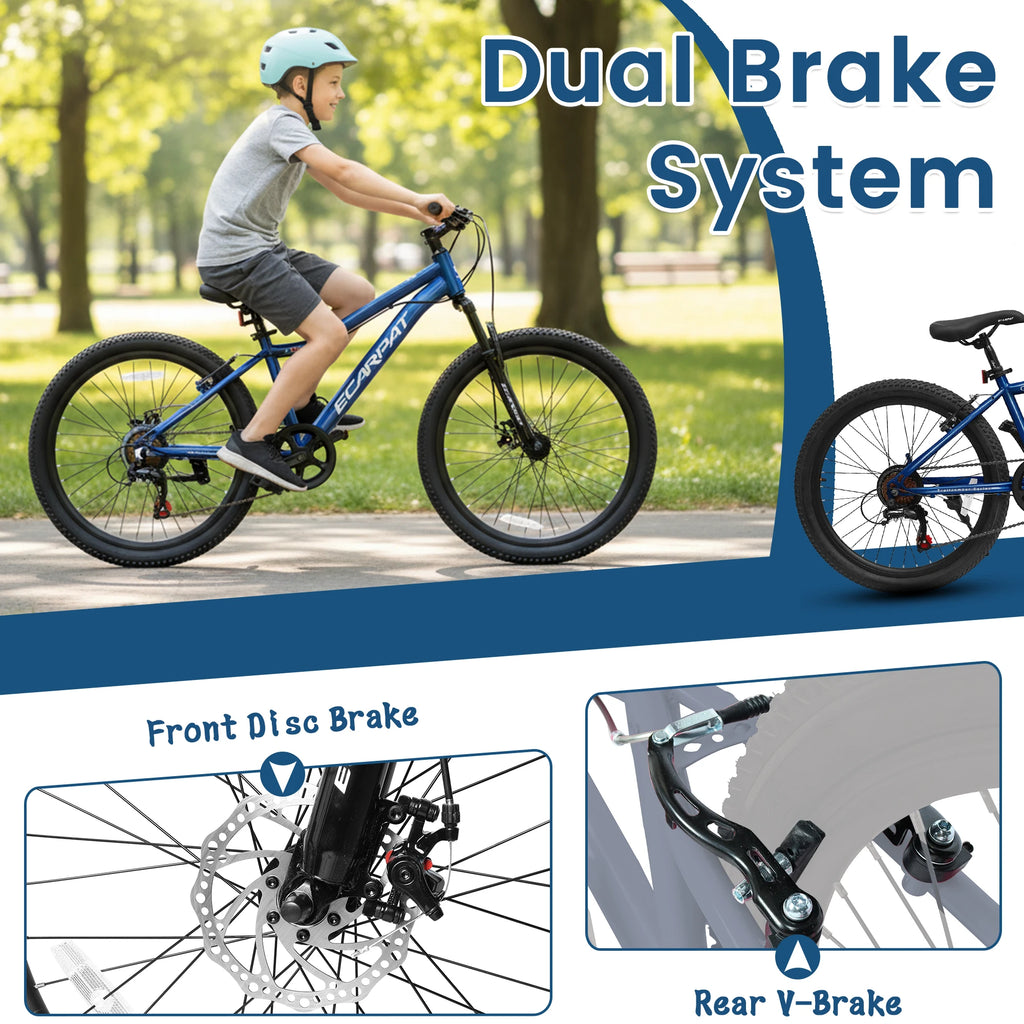 24 Inch Kids' Mountain Bike, 7 Spee