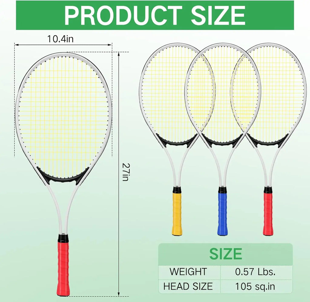 6 Pcs Tennis Rackets for Adult Recreational 6 Players 27'' Tennis Racket Set with 3 Balls Lightweight