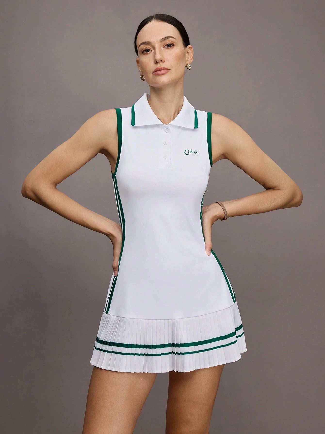 Preppy Style Sleeveless Polo Golf Tennis Dress