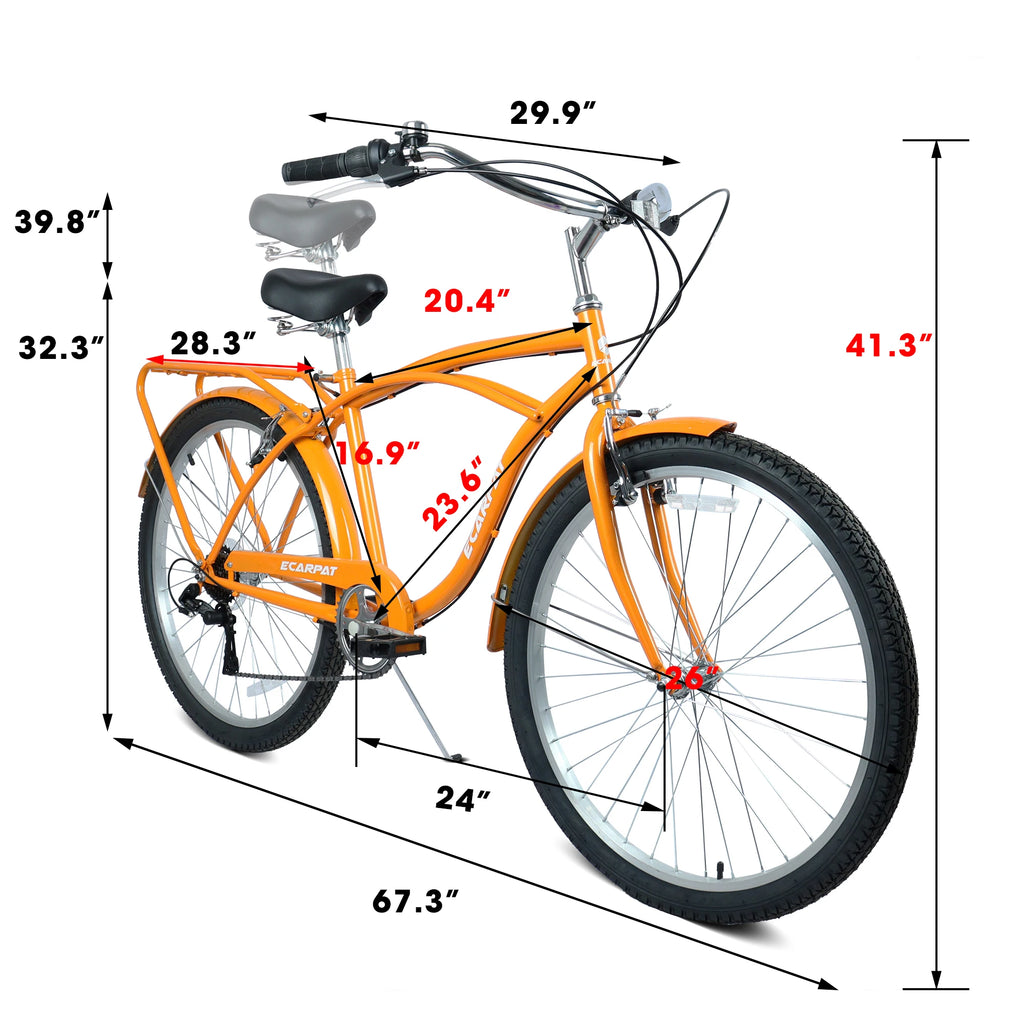 26 Inch 7 Speed Beach Cruiser Bike