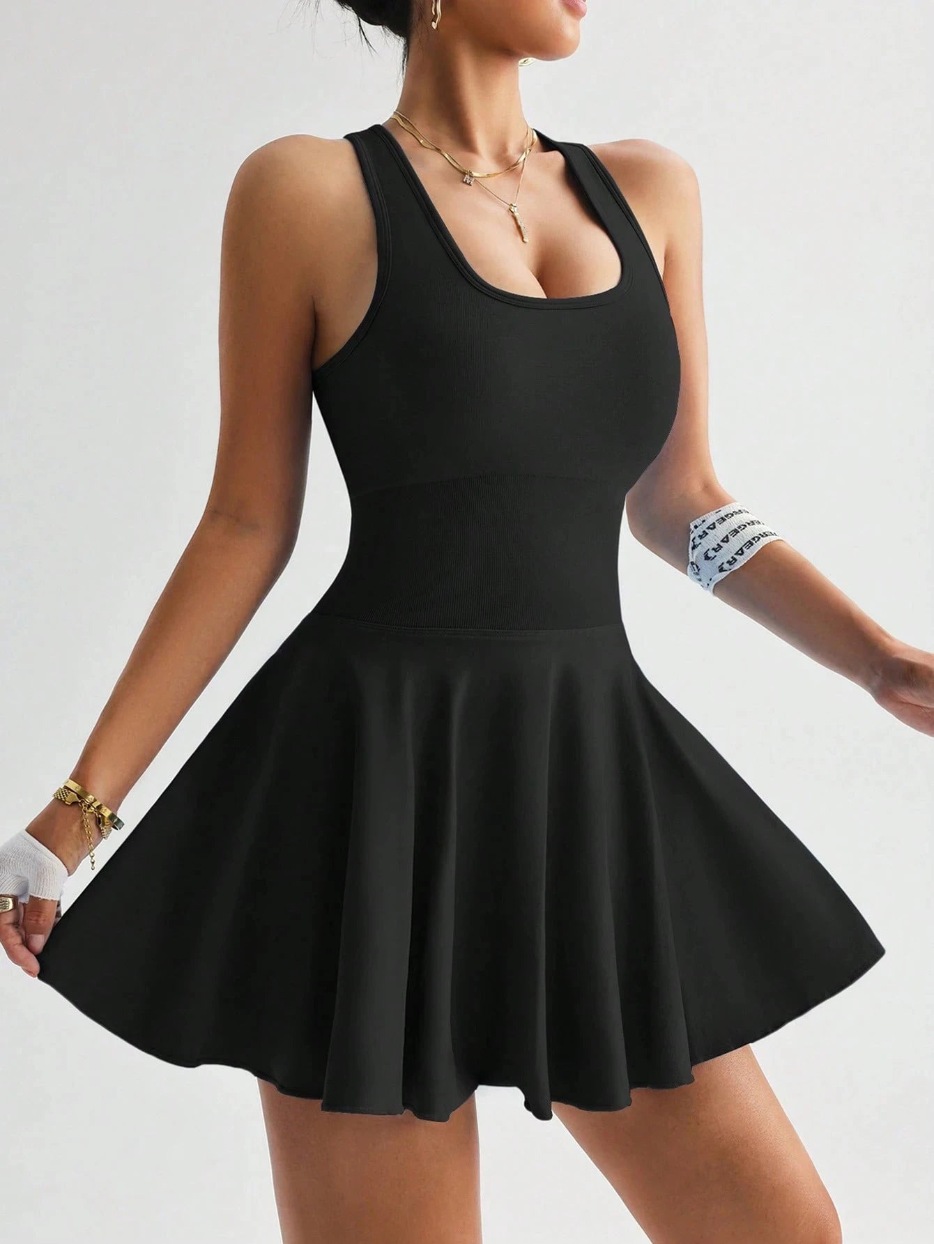 Women's U-Neck Tennis Dress with Pockets