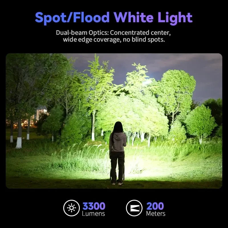 3300LM 6500K Flashlight UV 365nm