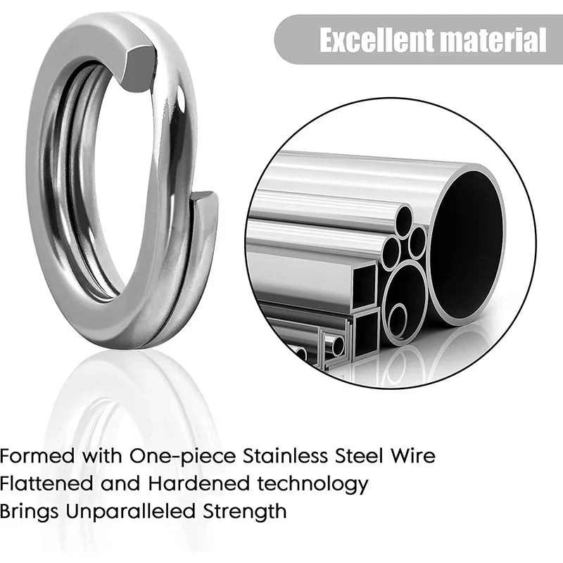 5 Size Stainless Steel Fishing Split Rings