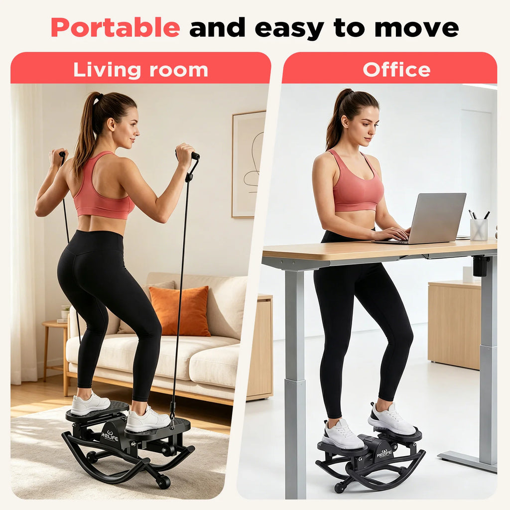 3D Lateral Rocking Stepper with Resistance Bands