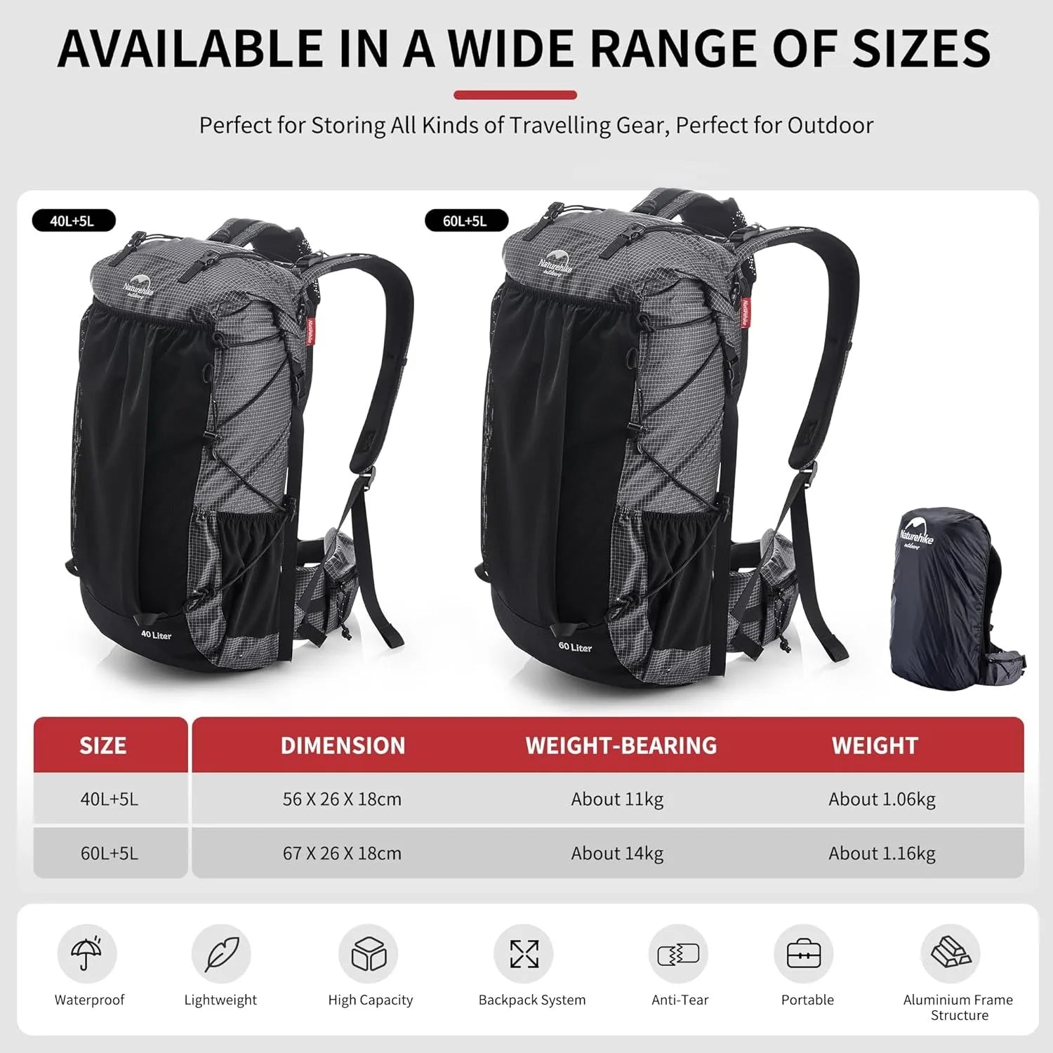 Rock Outdoor Bags 40L 60L Travel Backpacks