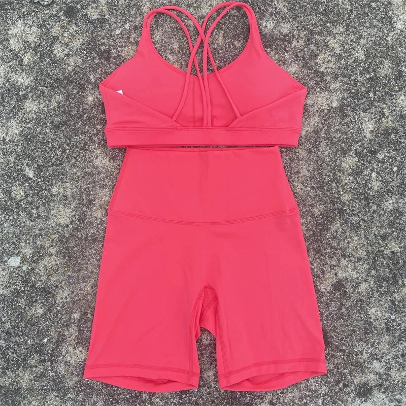 Women Gym Yoga Short Cycling Set