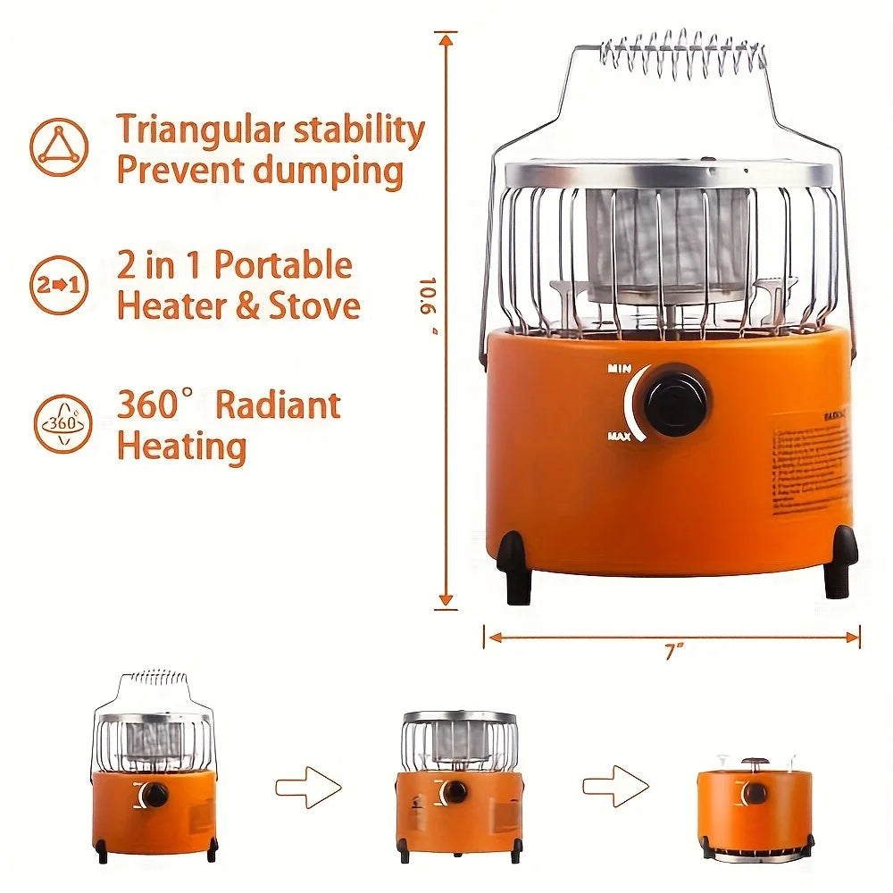 2in 1 Portable Propane Heater & Stove,