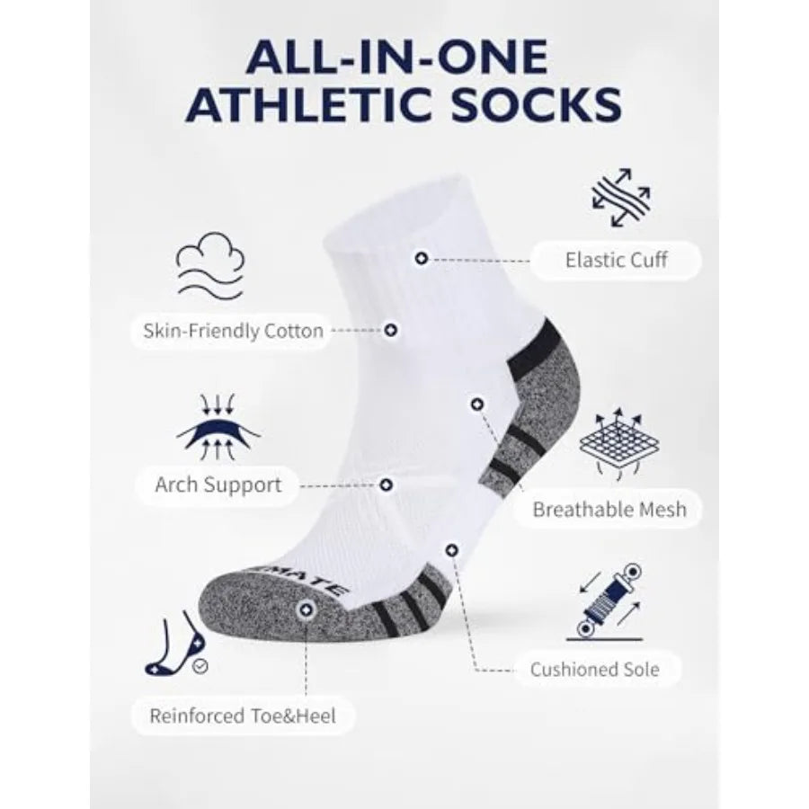 6 Pack Men's Ankle Athletic Socks