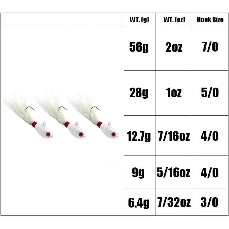 3pcs Bucktail Jig Heads Fishing Lures