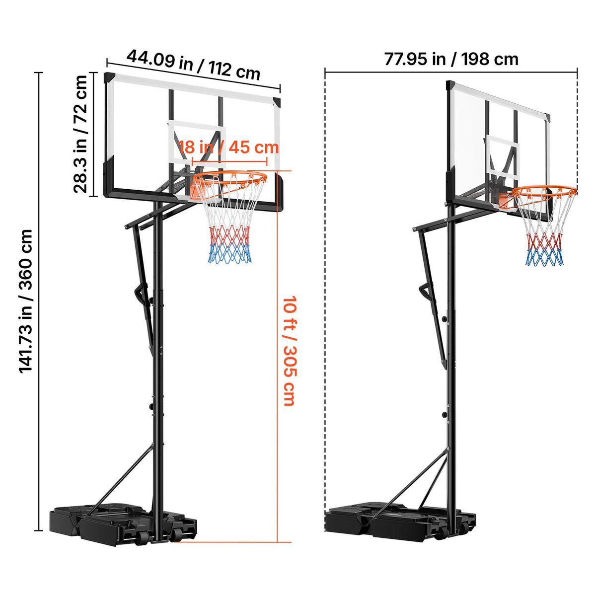 Portable Basketball Stand Height Adjustment