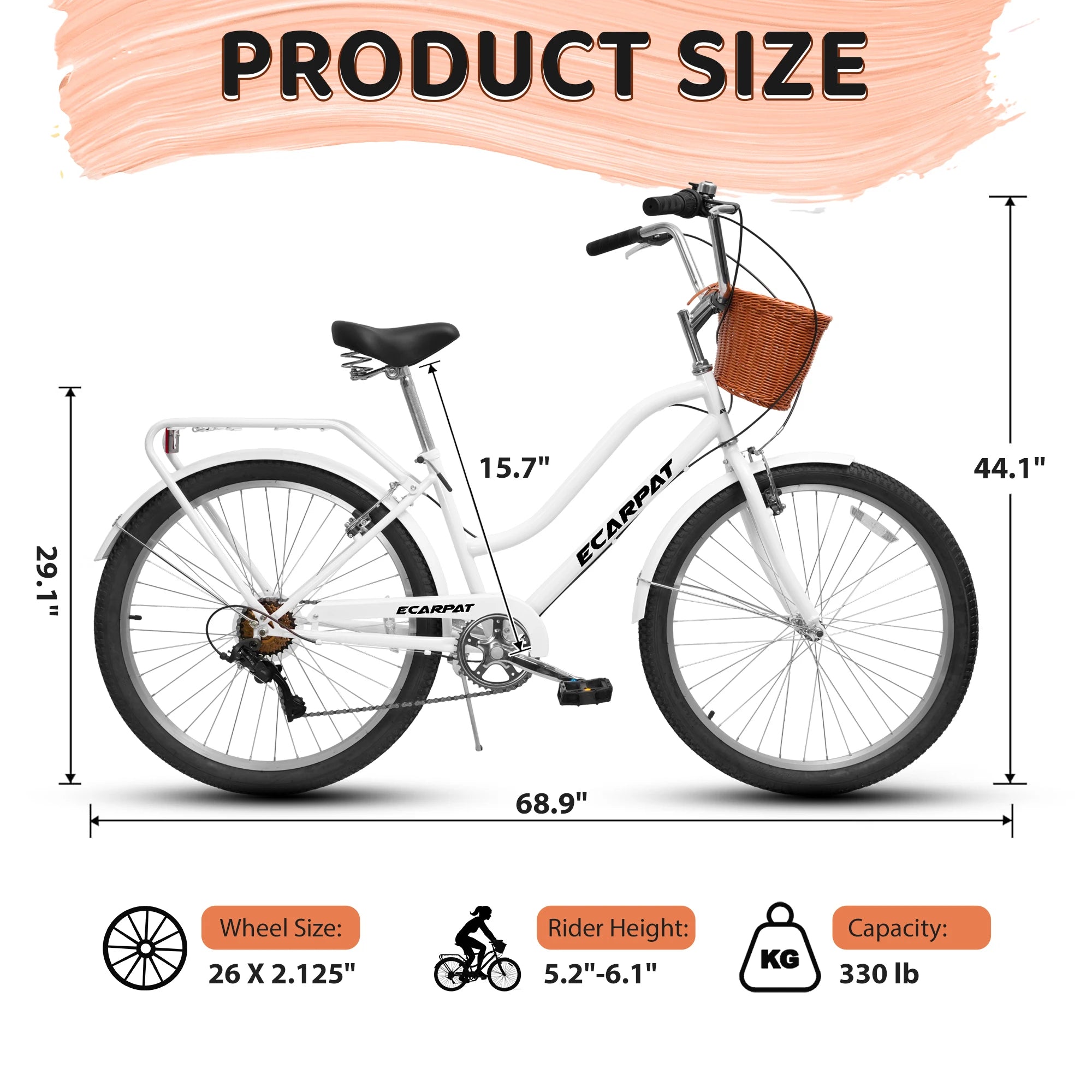 26 Inch Beach Cruiser Bike for Women